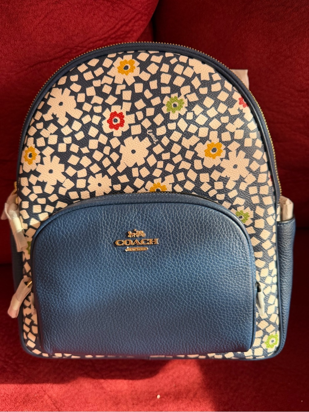 Coach Navy Floral Mosaic Mini Backpack - Picture 4 of 6